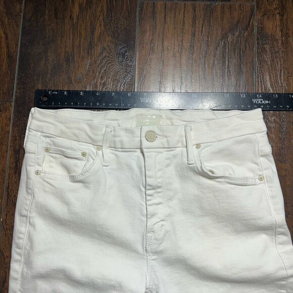 Mother Skinny Jeans Womens 28 The Looker Ankle Step Fray Cream Puffs Raw Hem - Picture 4 of 15